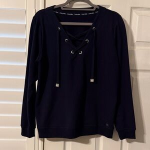 Calvin Klein Navy Blue Lace-Up Sweatshirt